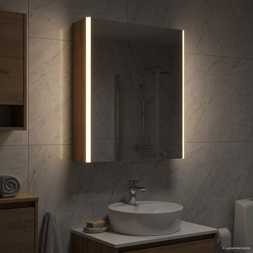 Bathroom Mirror Cabinet Artisian Oak 53.5 x 15.5 x 70 cm