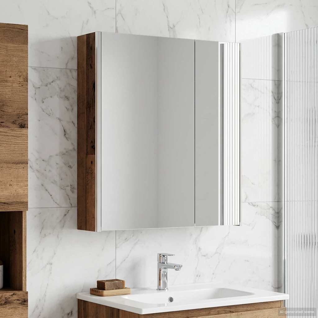 Bathroom Mirror Cabinet Old Wood 63.5 x 15.5 x 70 cm