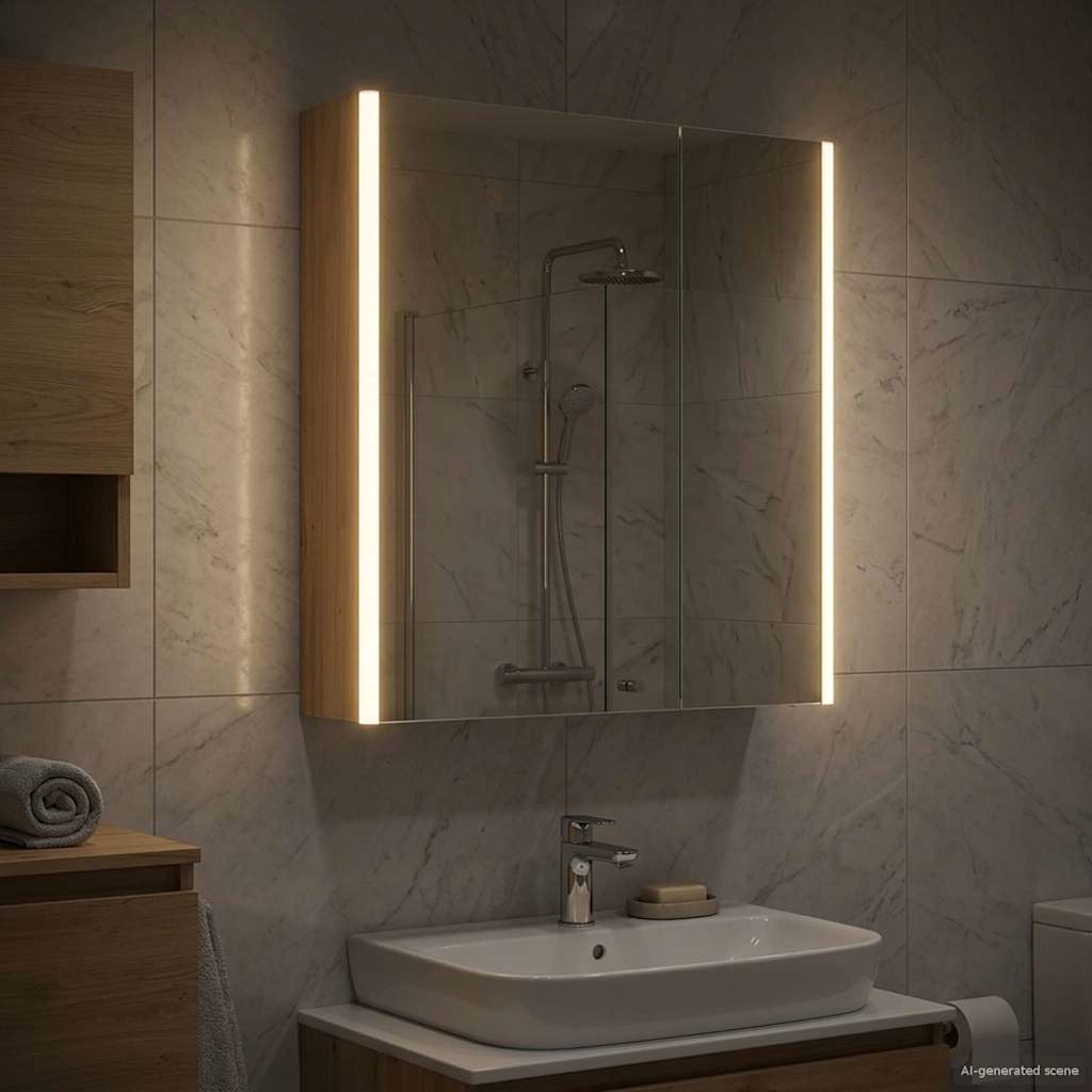 Bathroom Mirror Cabinet Artisian Oak 63.5 x 15.5 x 70 cm