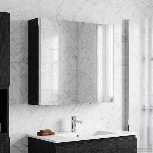 Bathroom Mirror Cabinet Black Oak 63.5 x 15.5 x 60.5 cm