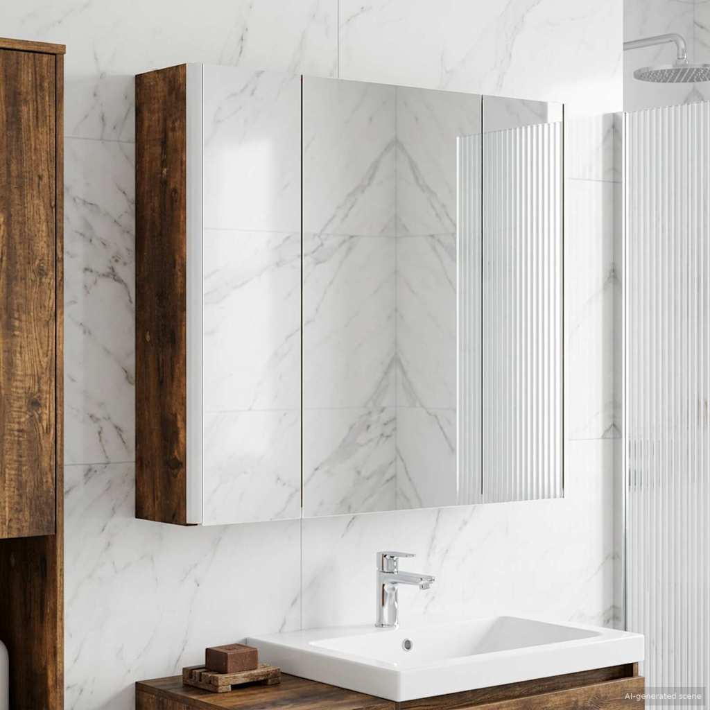 Bathroom Mirror Cabinet Smoked Oak 63.5 x 15.5 x 60.5 cm