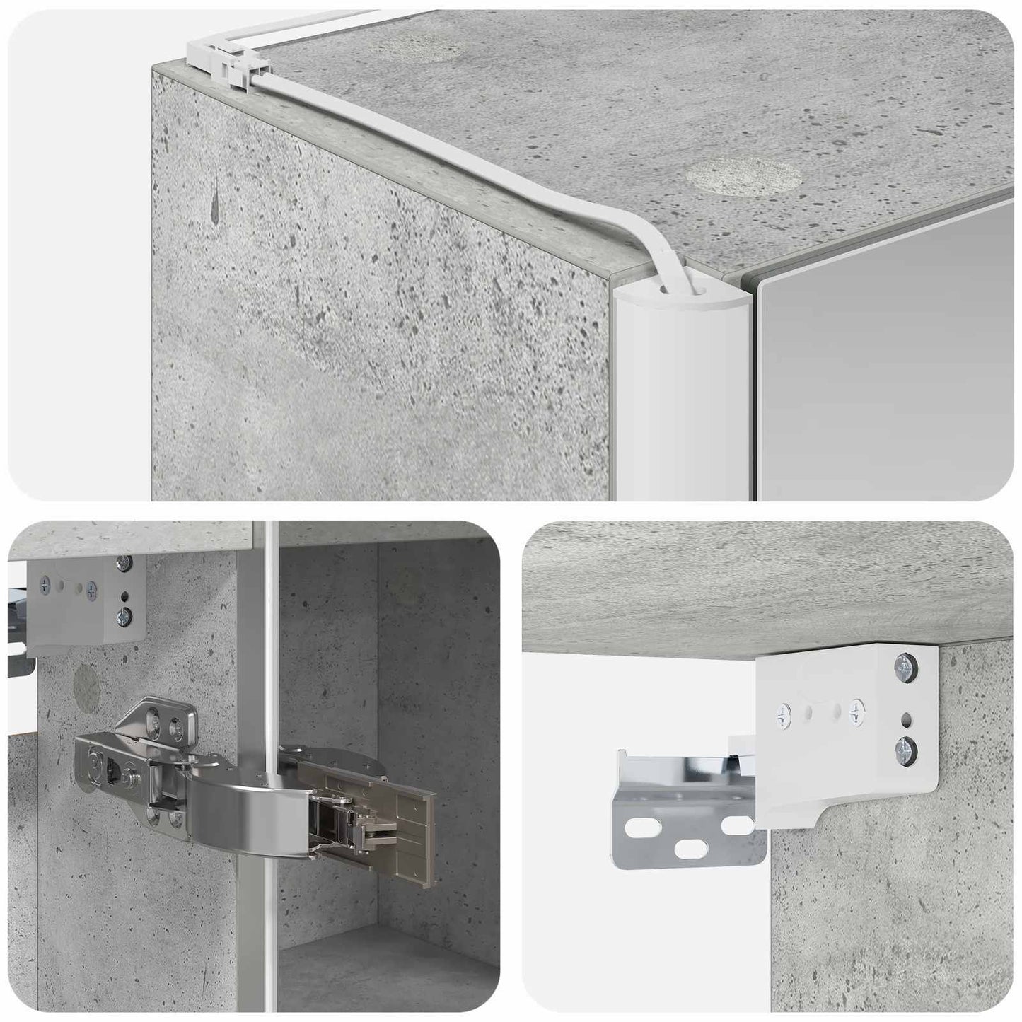 Bathroom Mirror Cabinet Concrete Grey 73.5 x 15.5 x 70 cm