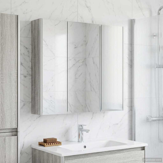 Bathroom Mirror Cabinet Grey Sonoma 73.5 x 15.5 x 70 cm