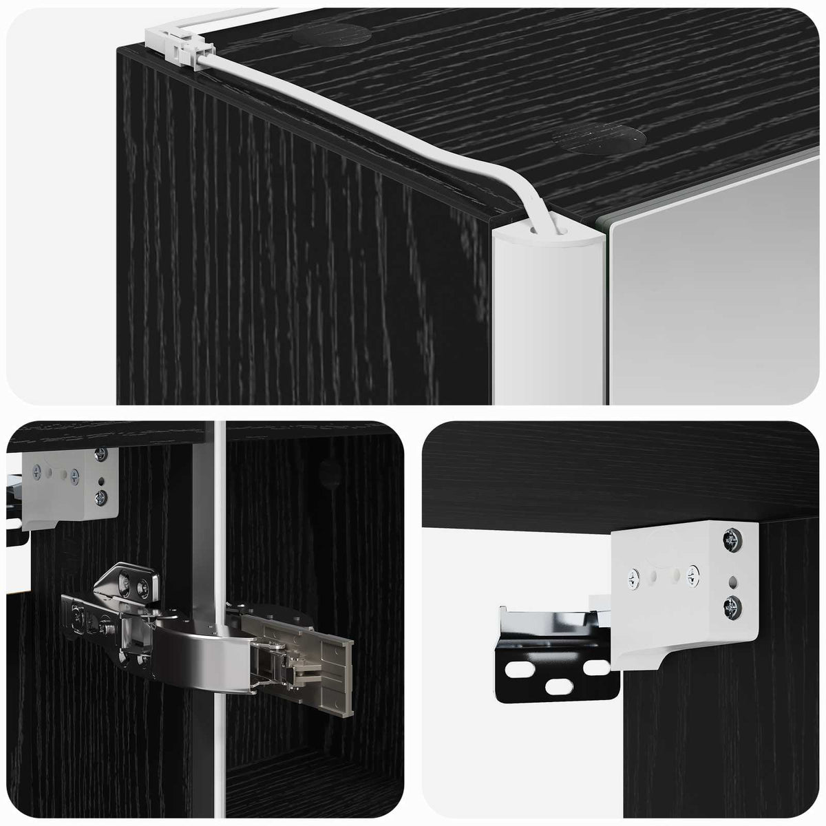 Bathroom Mirror Cabinet Black Oak 83.5 x 15.5 x 70 cm