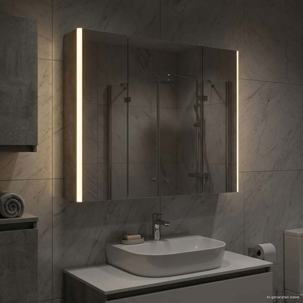 Bathroom Mirror Cabinet Concrete Grey 83.5 x 15.5 x 70 cm