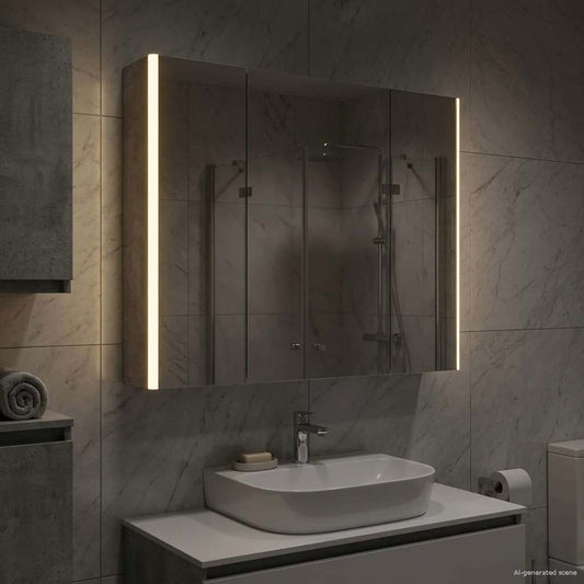Bathroom Mirror Cabinet Concrete Grey 83.5 x 15.5 x 70 cm