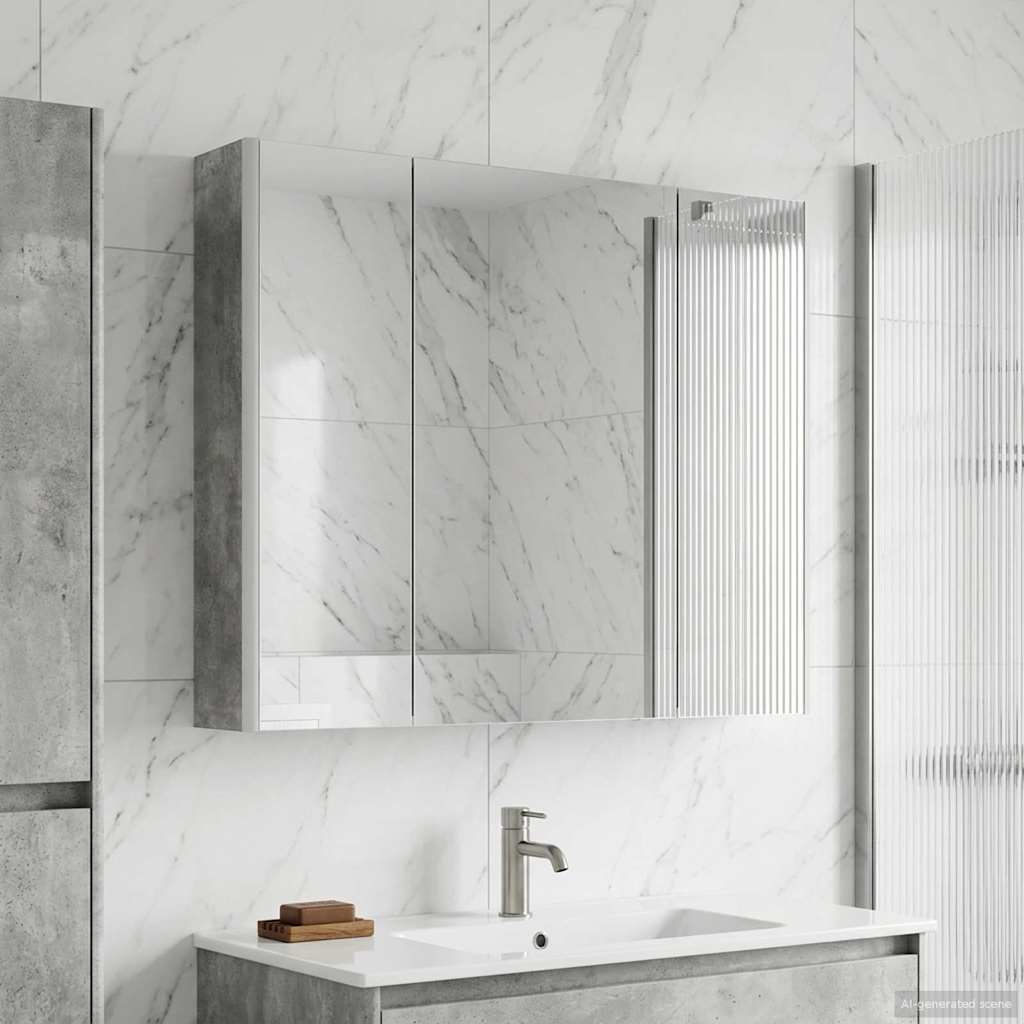 Bathroom Mirror Cabinet Concrete Grey 83.5 x 15.5 x 70 cm