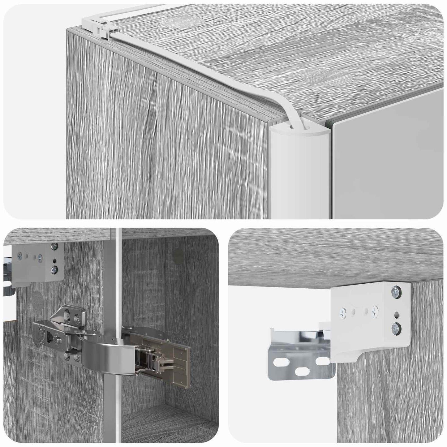 Bathroom Mirror Cabinet Grey Sonoma 83.5 x 15.5 x 70 cm