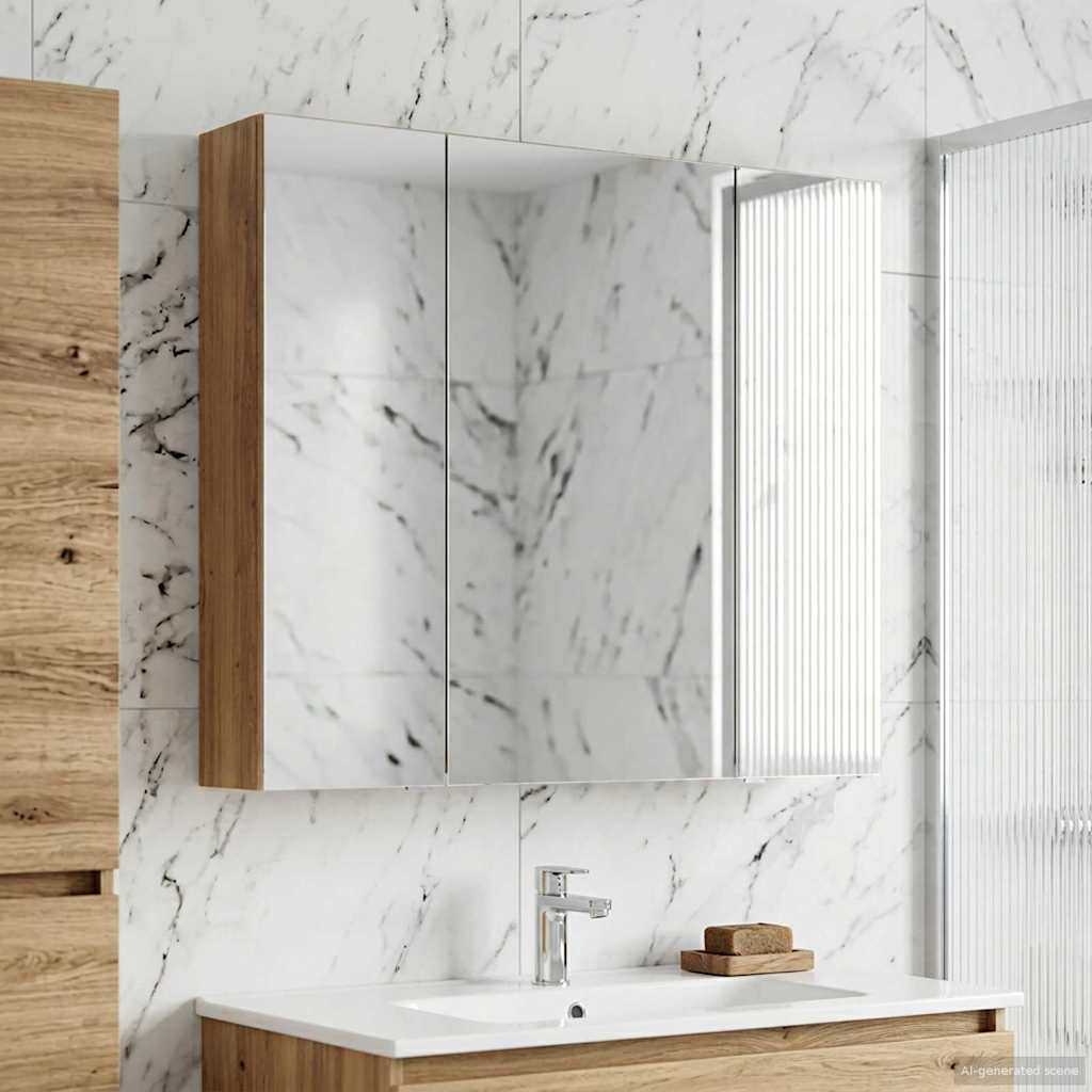Bathroom Mirror Cabinet Artisian Oak 83.5 x 15.5 x 70 cm