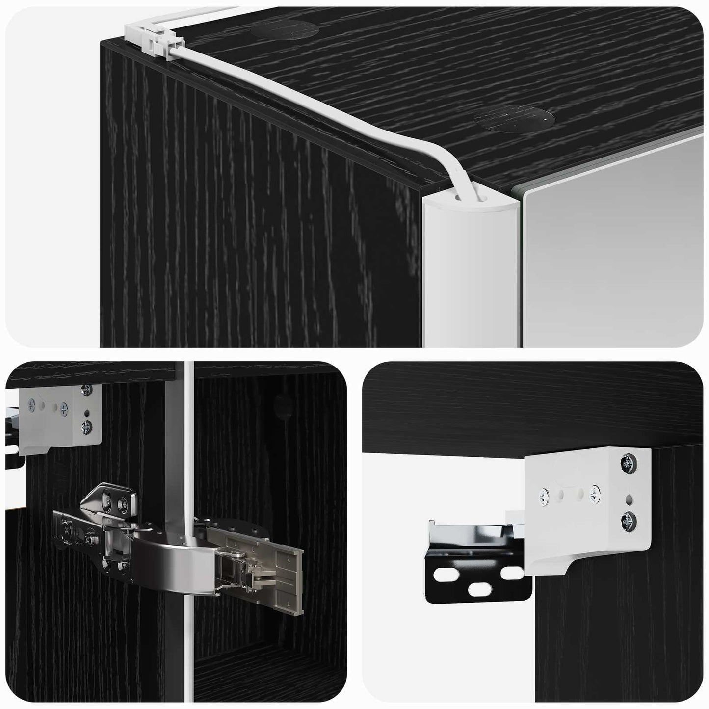 Bathroom Mirror Cabinet Black Oak 103.5 x 15.5 x 70 cm