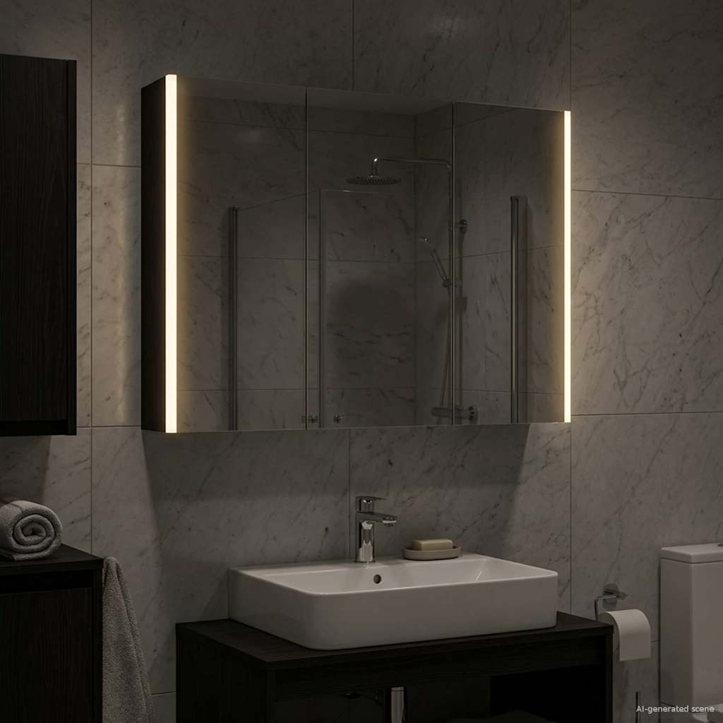 Bathroom Mirror Cabinet Black Oak 103.5 x 15.5 x 70 cm