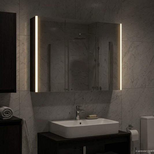 Bathroom Mirror Cabinet Black Oak 103.5 x 15.5 x 70 cm