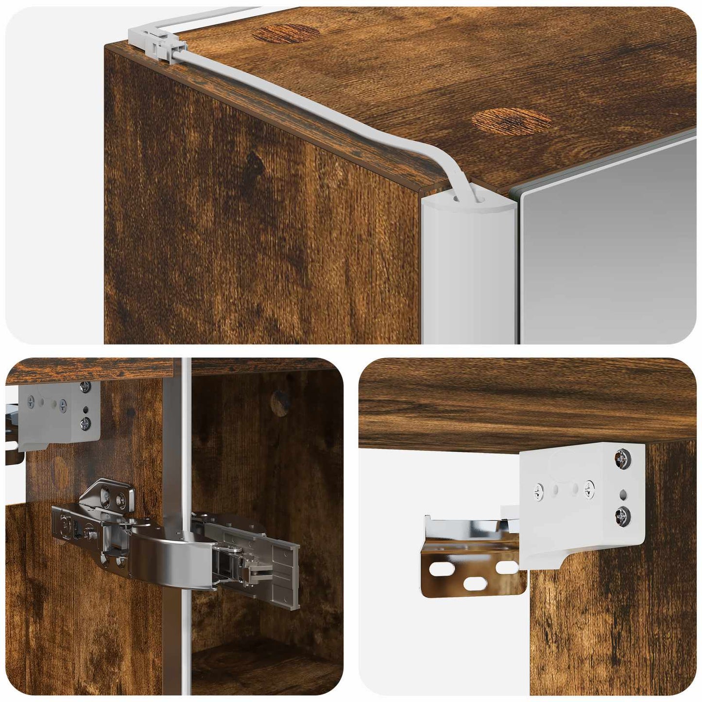 Bathroom Mirror Cabinet Smoked Oak 103.5 x 15.5 x 70 cm