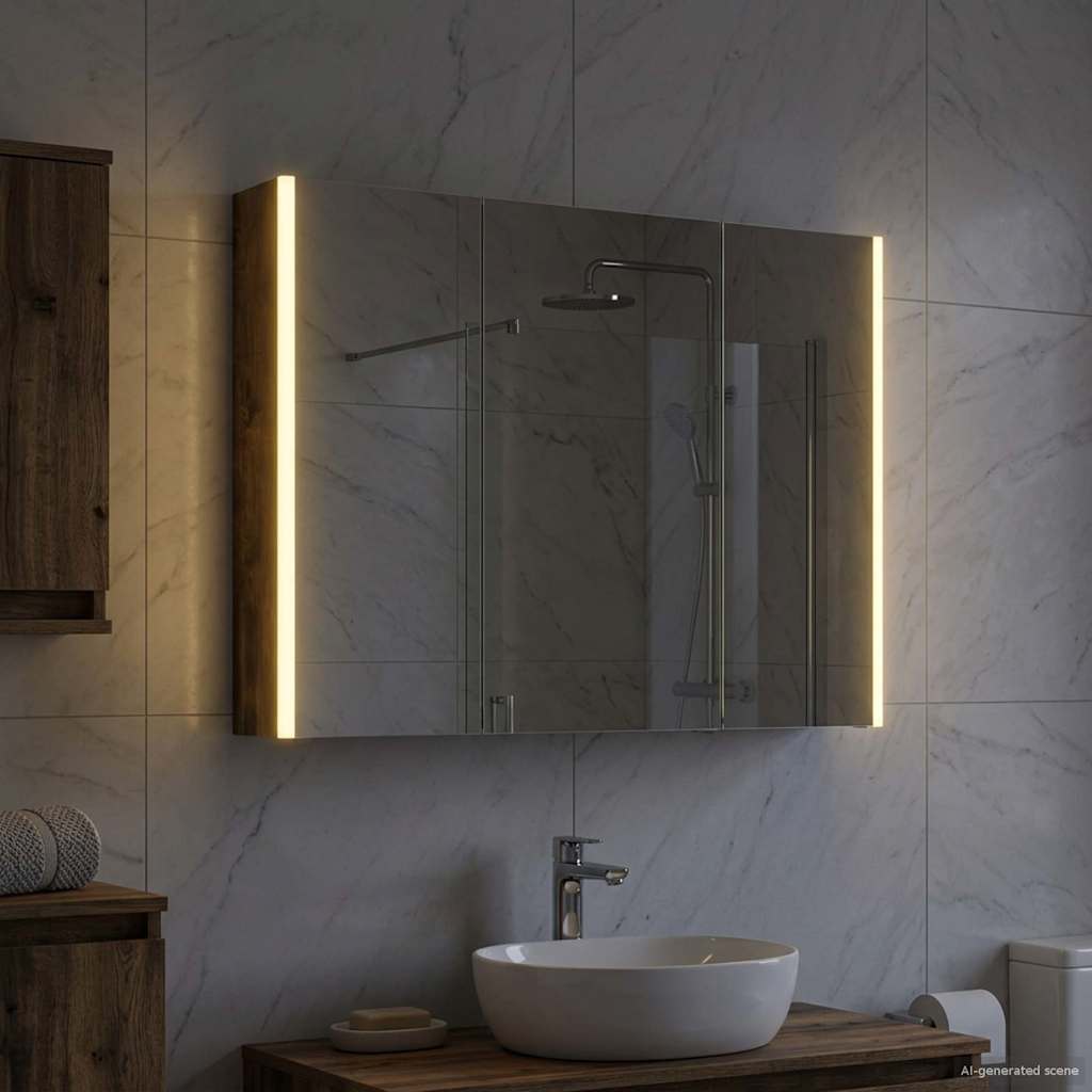 Bathroom Mirror Cabinet Smoked Oak 103.5 x 15.5 x 70 cm