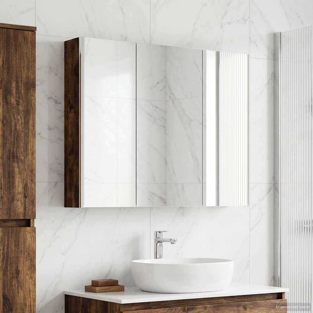 Bathroom Mirror Cabinet Smoked Oak 103.5 x 15.5 x 70 cm