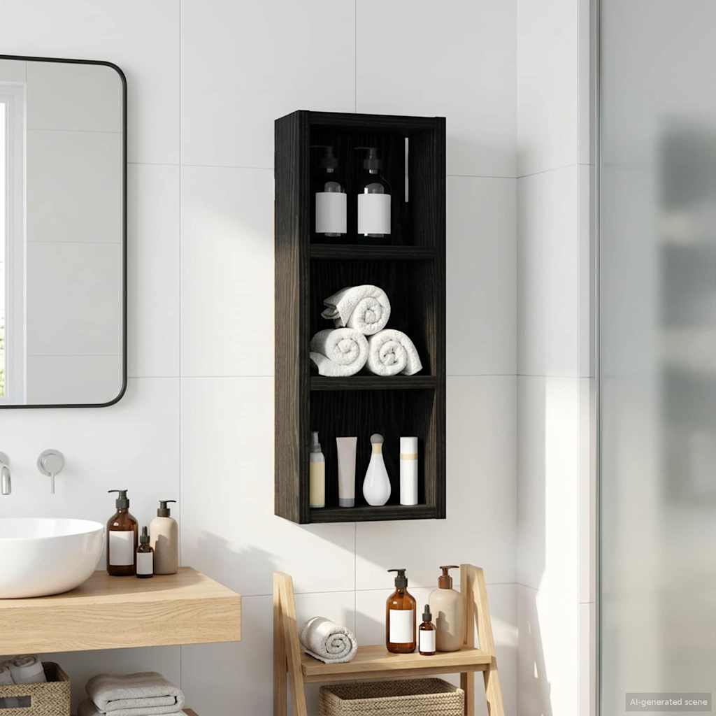 Bathroom Wall Cabinet Black Oak 20 x 10 x 50 cm Engineered wood