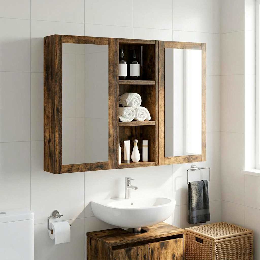 Bathroom Wall Cabinet Smoked Oak 20 x 10 x 50 cm