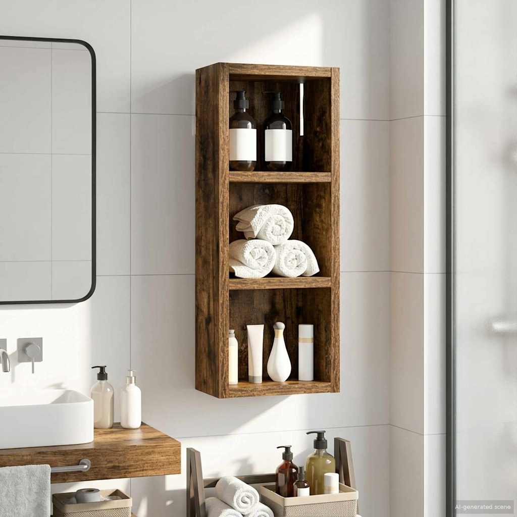Bathroom Wall Cabinet Smoked Oak 20 x 10 x 50 cm