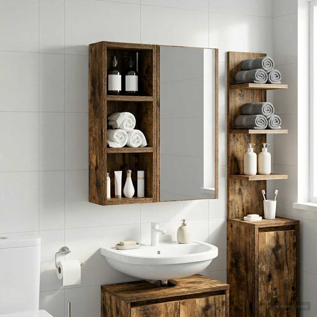 Bathroom Wall Cabinet Smoked Oak 20 x 10 x 50 cm