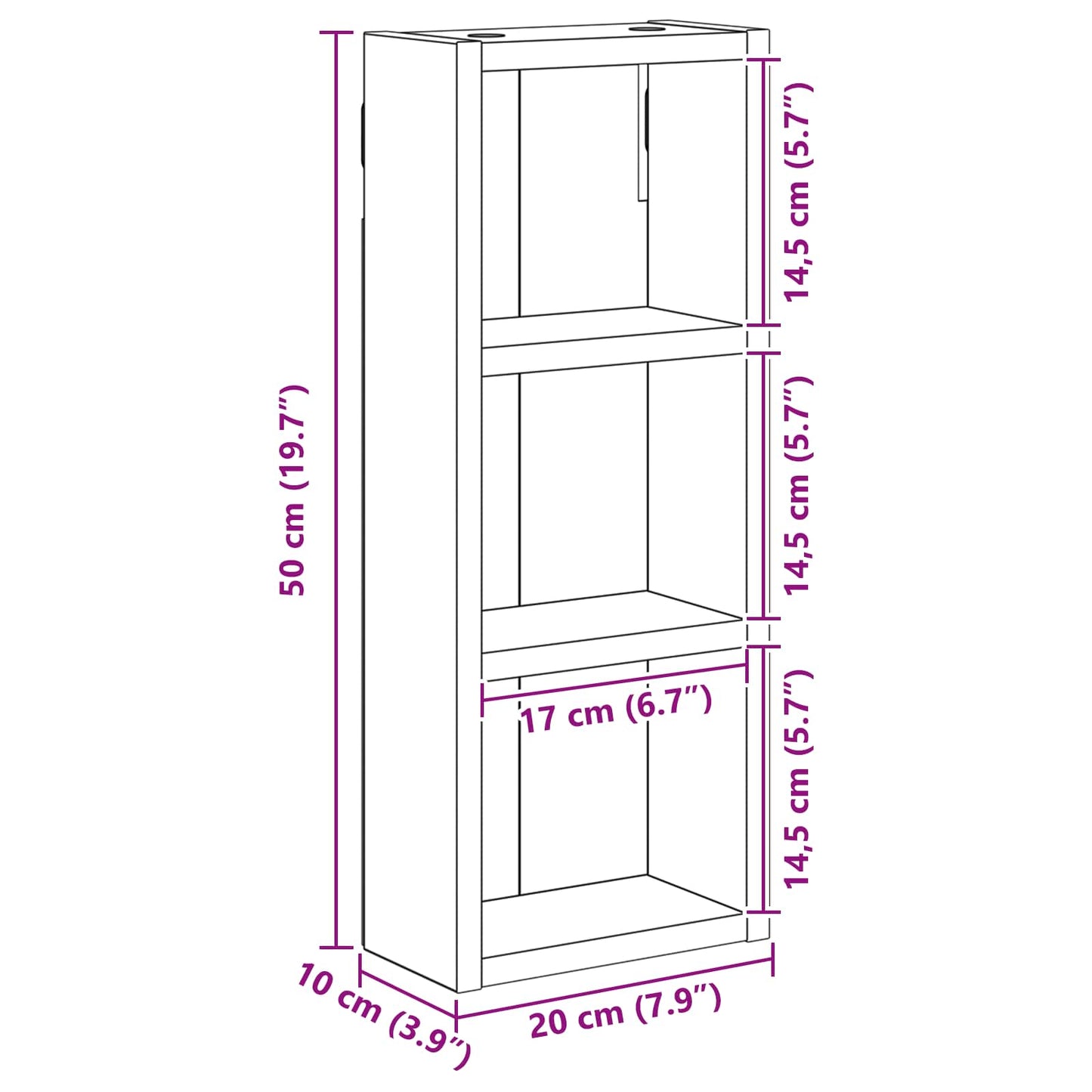 Bathroom Wall Cabinet Smoked Oak 20 x 10 x 50 cm