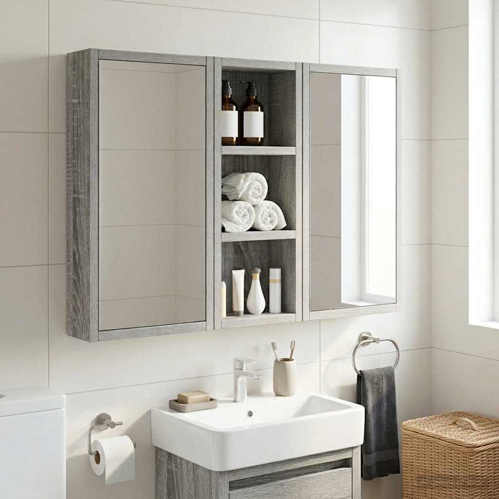 Bathroom Wall Cabinet Grey Sonoma 20 x 10 x 50 cm