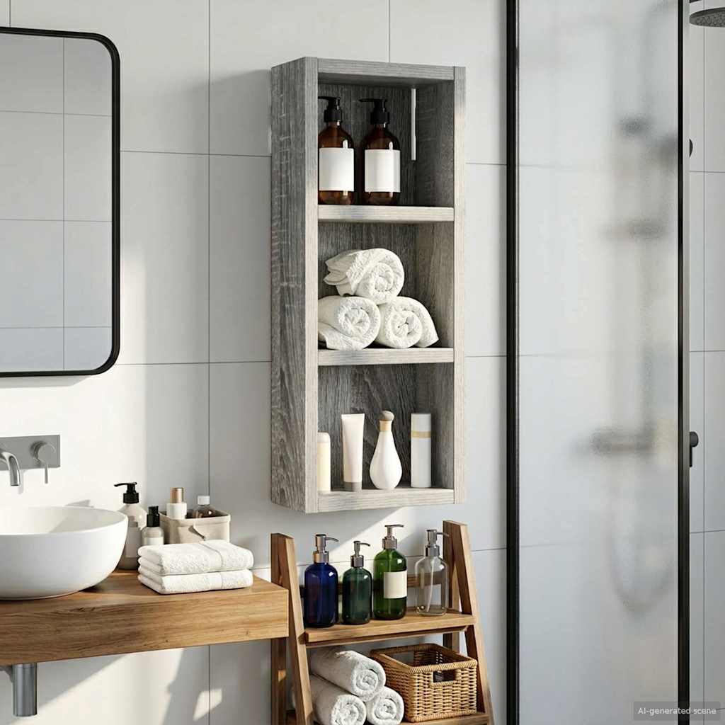 Bathroom Wall Cabinet Grey Sonoma 20 x 10 x 50 cm