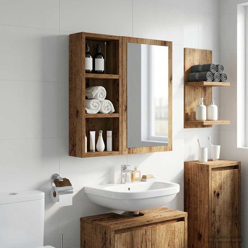 Bathroom Wall Cabinet Old Wood 20 x 10 x 50 cm Engineered wood