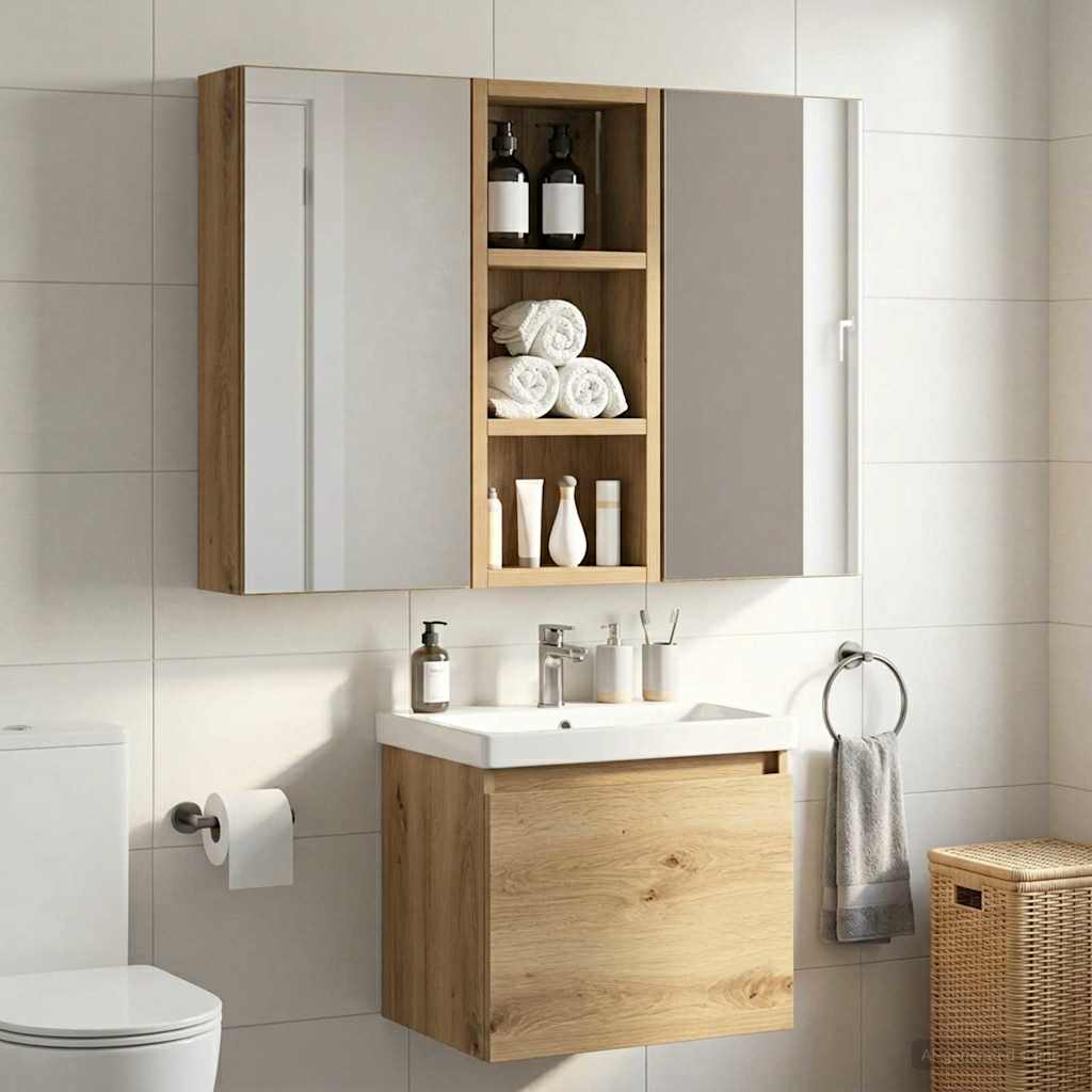 Bathroom Wall Cabinet Artisan Oak 20 x 10 x 50 cm