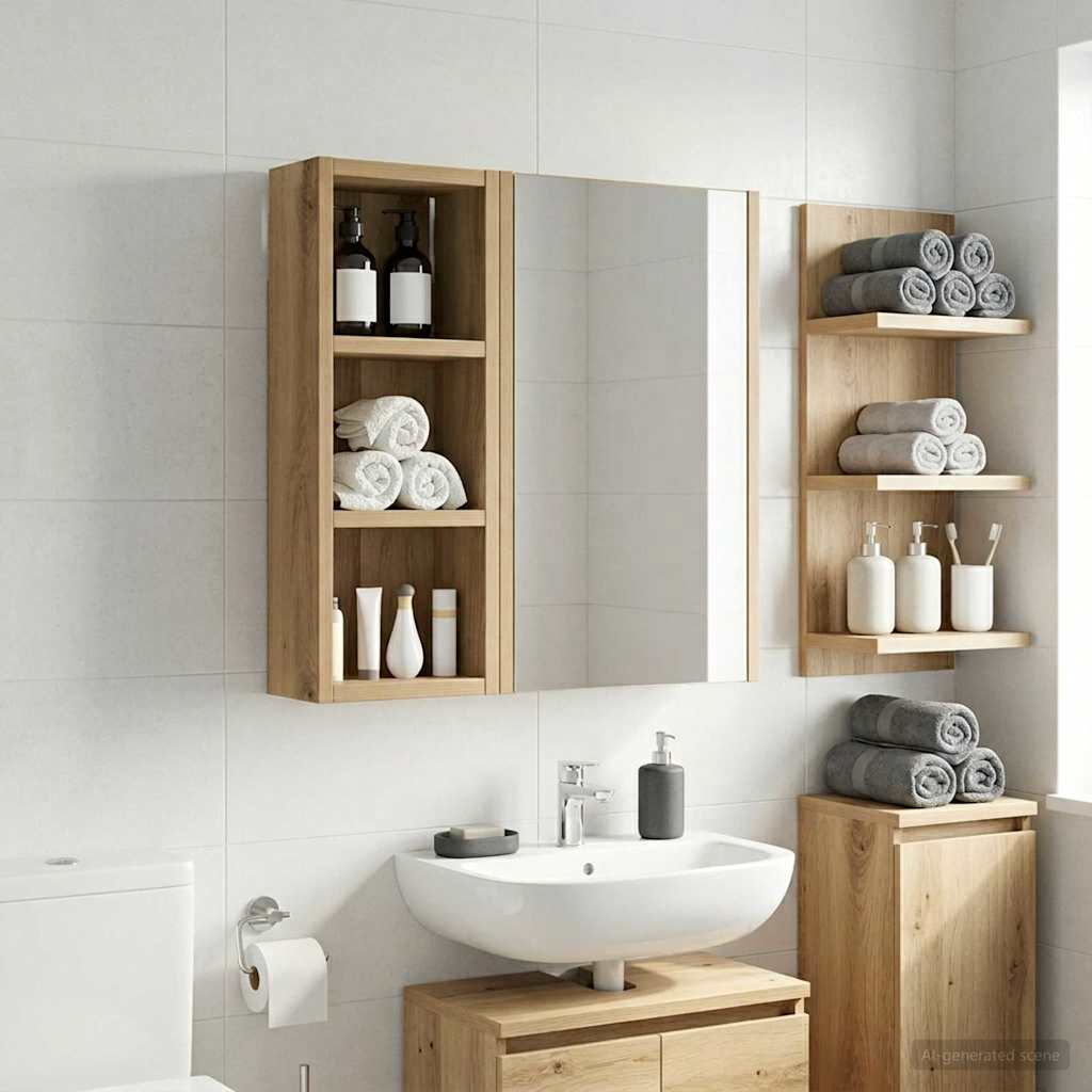 Bathroom Wall Cabinet Artisian Oak 20 x 10 x 50 cm