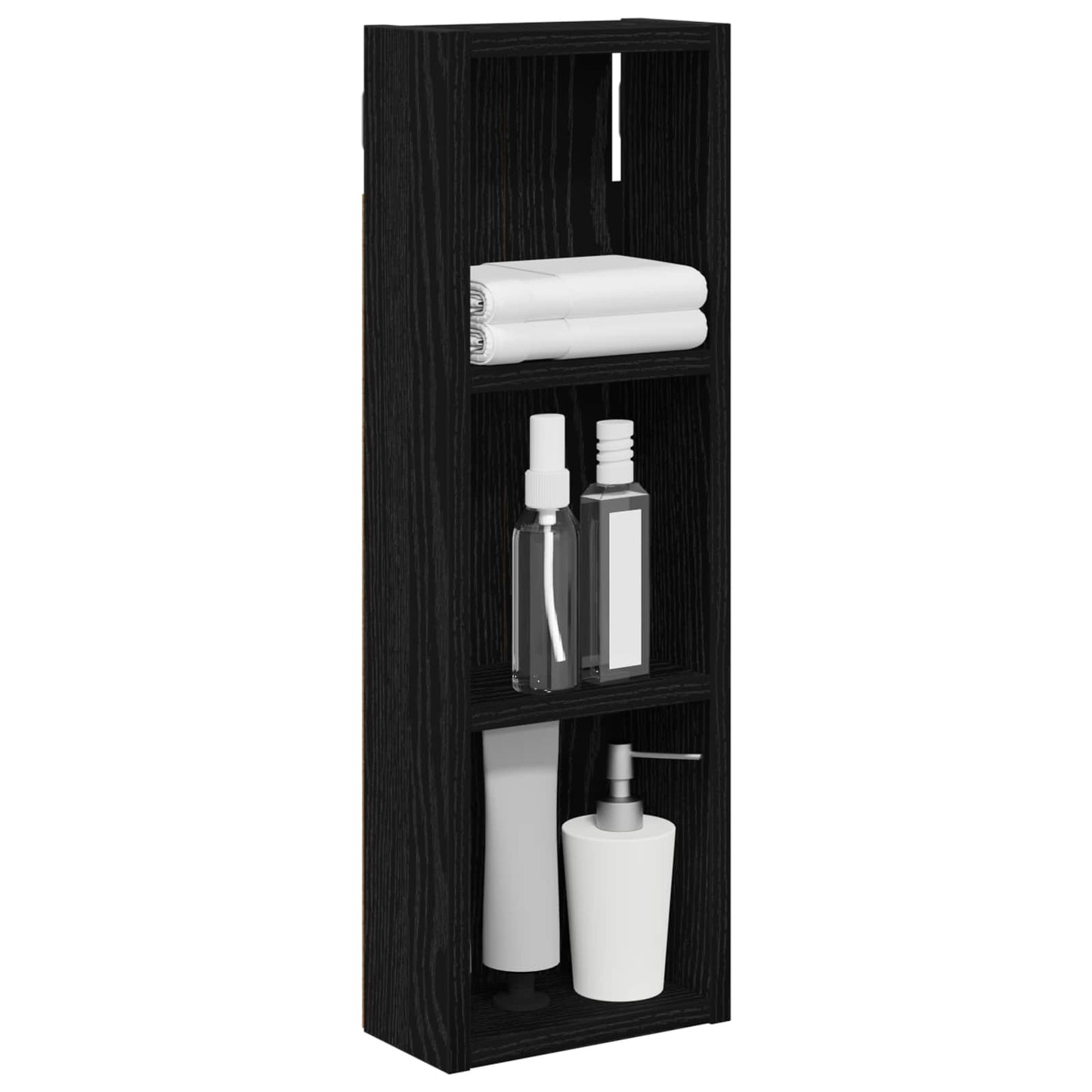 Bathroom Wall Cabinet Black Oak 20 x 10 x 60.5 cm