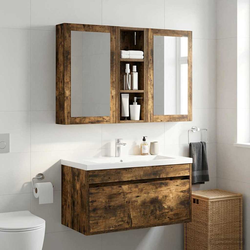 Bathroom Wall Cabinet Smoked Oak 20 x 10 x 60.5 cm