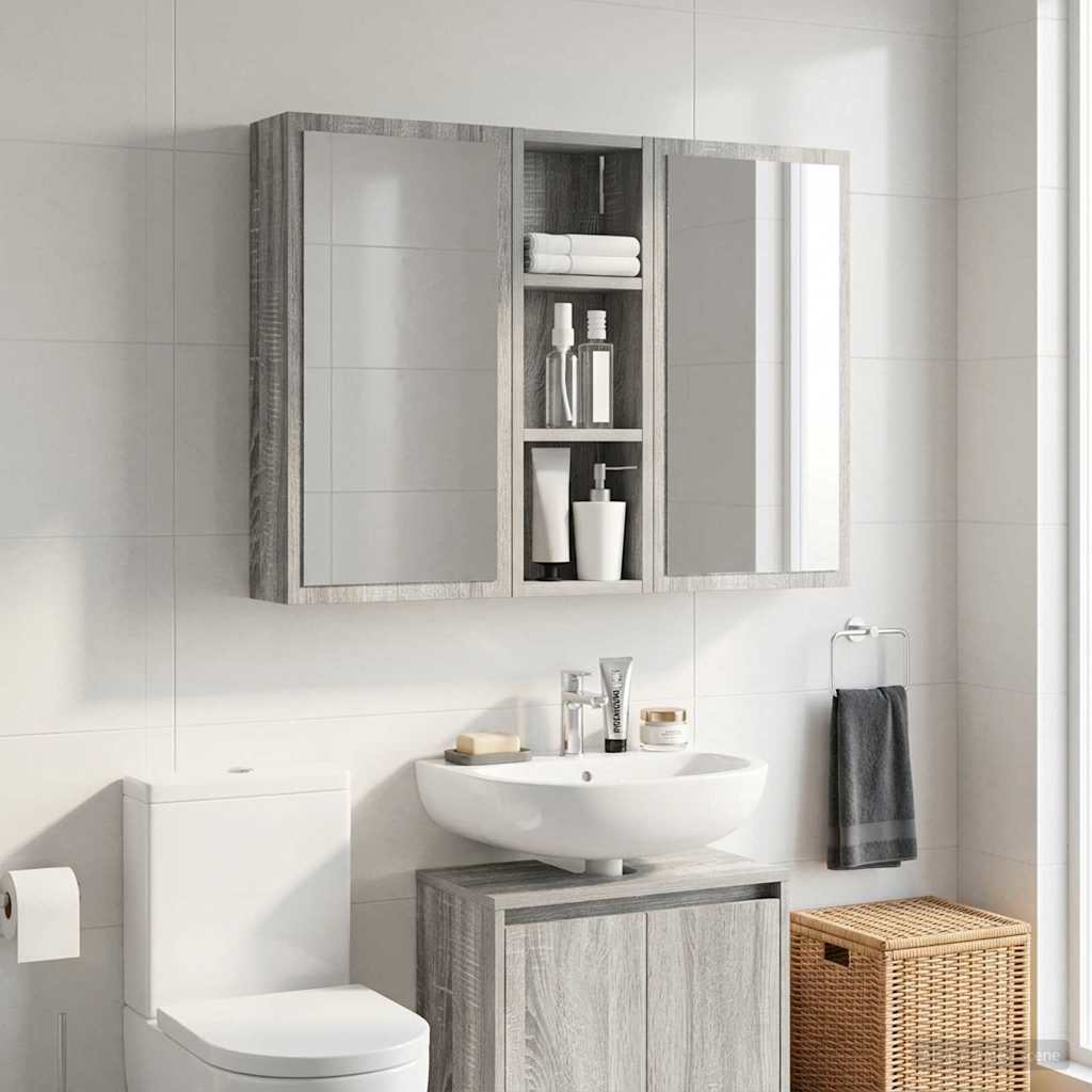 Bathroom Wall Cabinet Grey Sonoma 20 x 10 x 60.5 cm