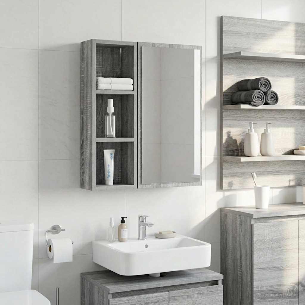 Bathroom Wall Cabinet Grey Sonoma 20 x 10 x 60.5 cm