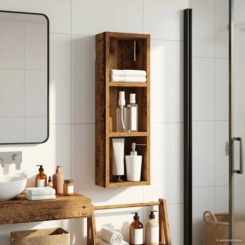 Bathroom Wall Cabinet Old Wood 20 x 10 x 60.5 cm
