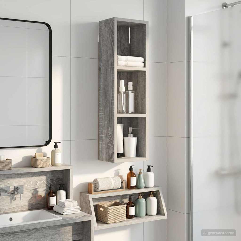 Bathroom Wall Cabinet Grey Sonoma 20 x 14 x 70 cm