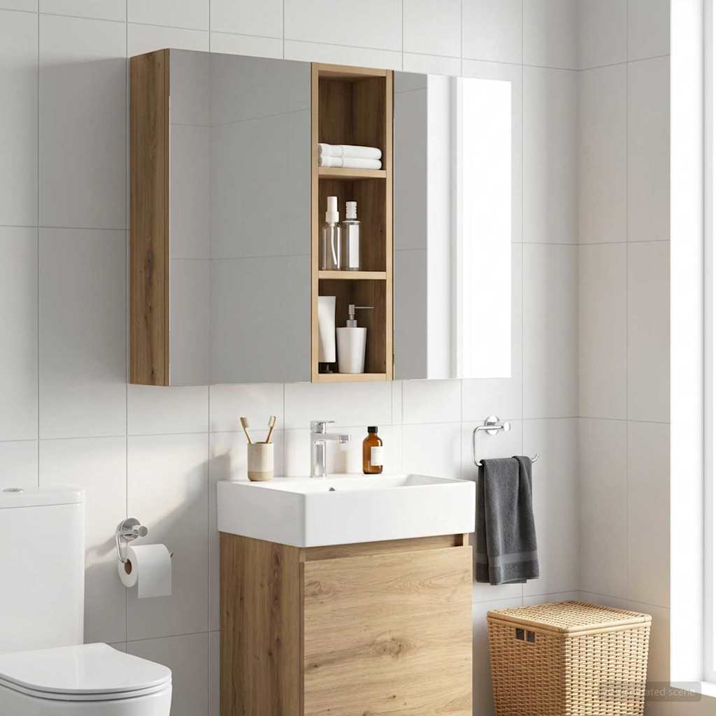 Bathroom Wall Cabinet Artisian Oak 20 x 14 x 70 cm