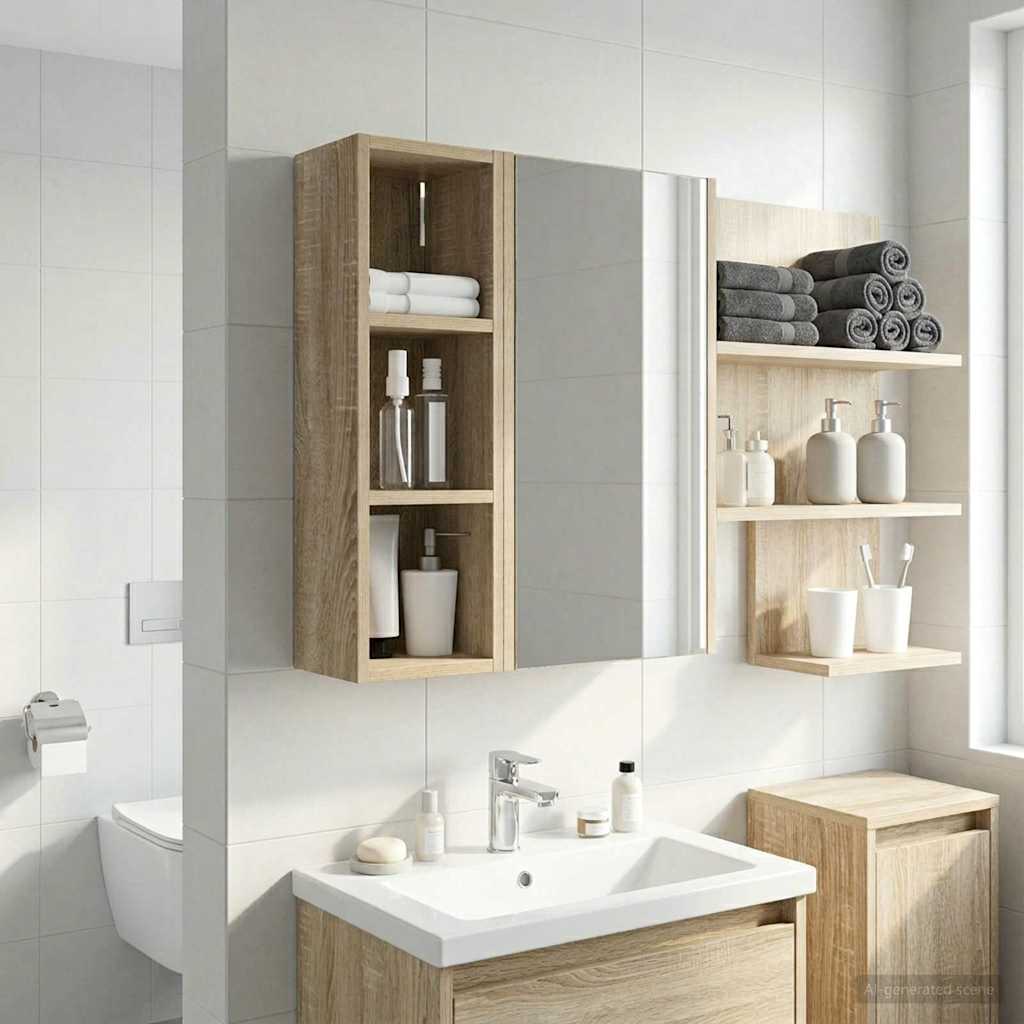 Bathroom Wall Cabinet Sonoma Oak 20 x 16 x 62.5 cm