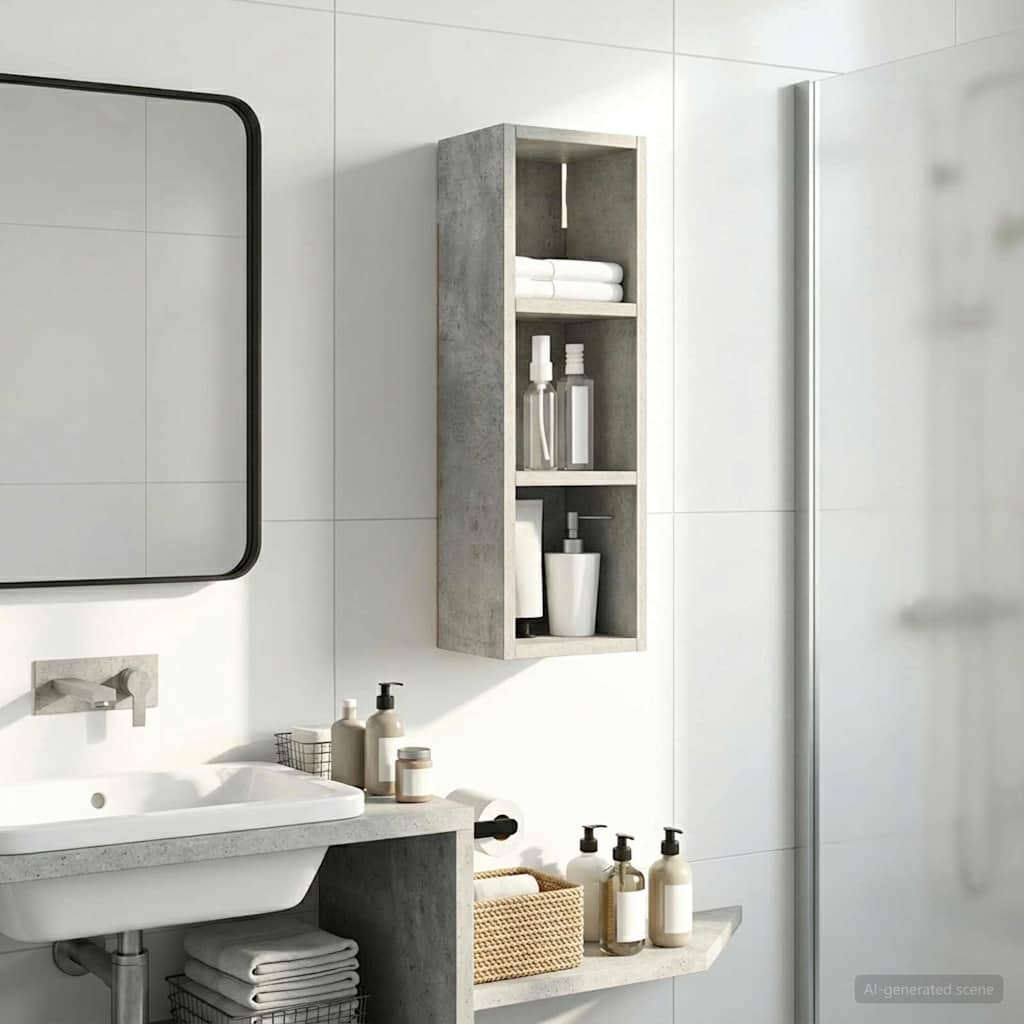 Bathroom Wall Cabinet Concrete Grey 20 x 16 x 62.5 cm