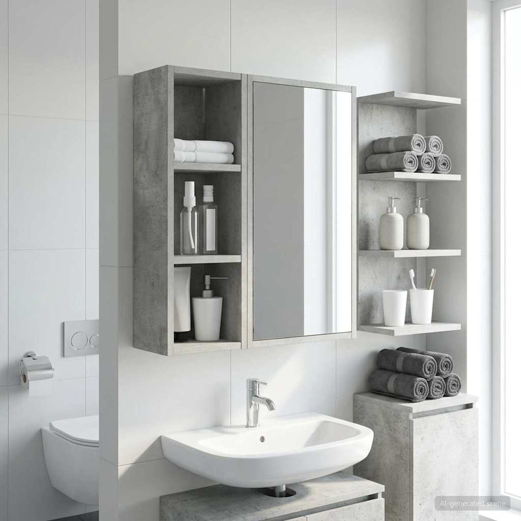 Bathroom Wall Cabinet Concrete Grey 20 x 16 x 62.5 cm