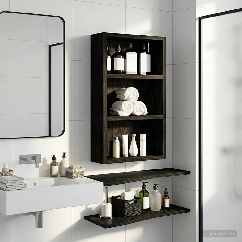 Bathroom Wall Cabinet Black Oak 30 x 10 x 50 cm Engineered wood
