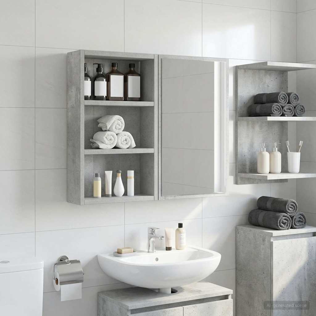 Bathroom Wall Cabinet Concrete Grey 30 x 10 x 50 cm