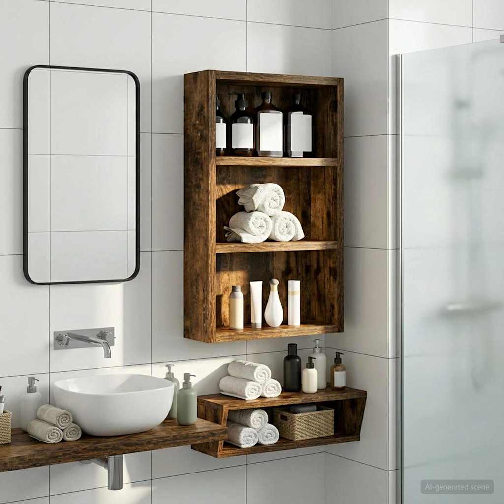 Bathroom Wall Cabinet Smoked Oak 30 x 10 x 50 cm
