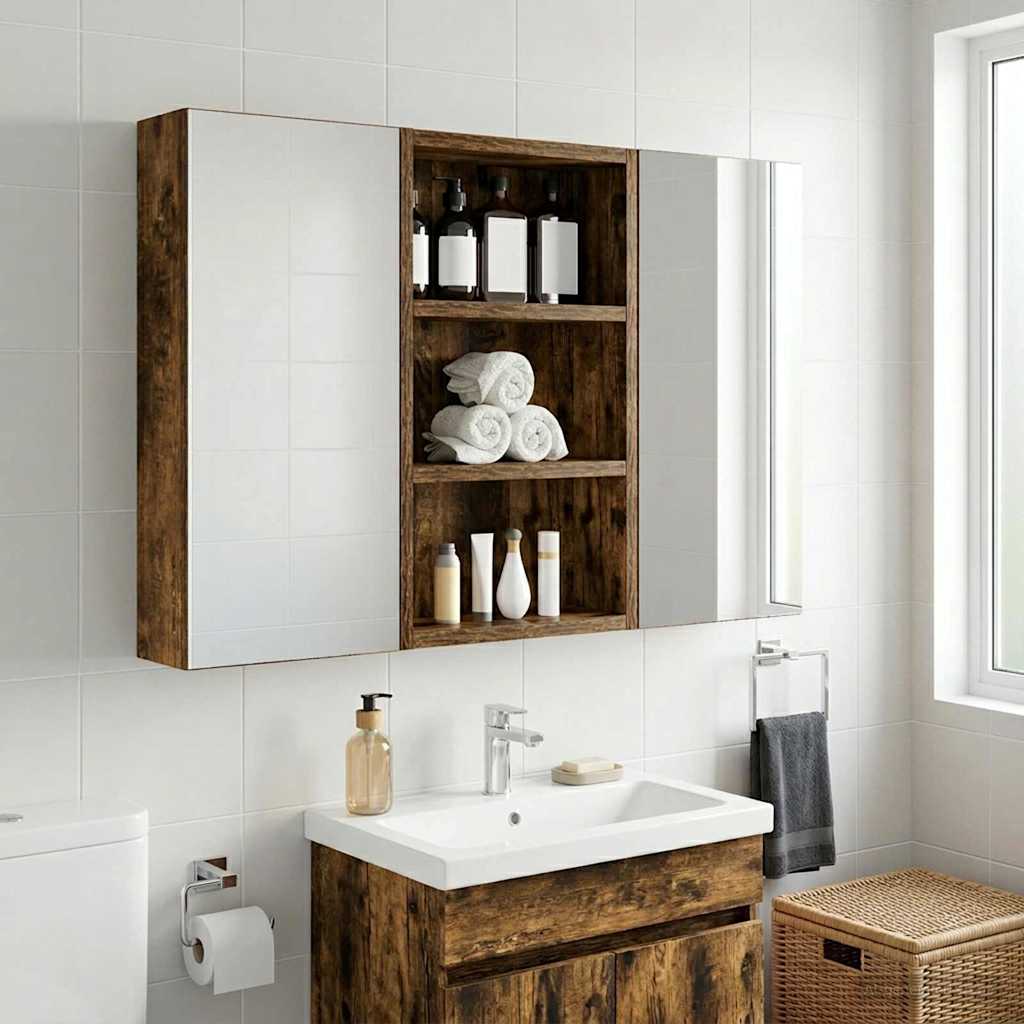 Bathroom Wall Cabinet Smoked Oak 30 x 10 x 50 cm