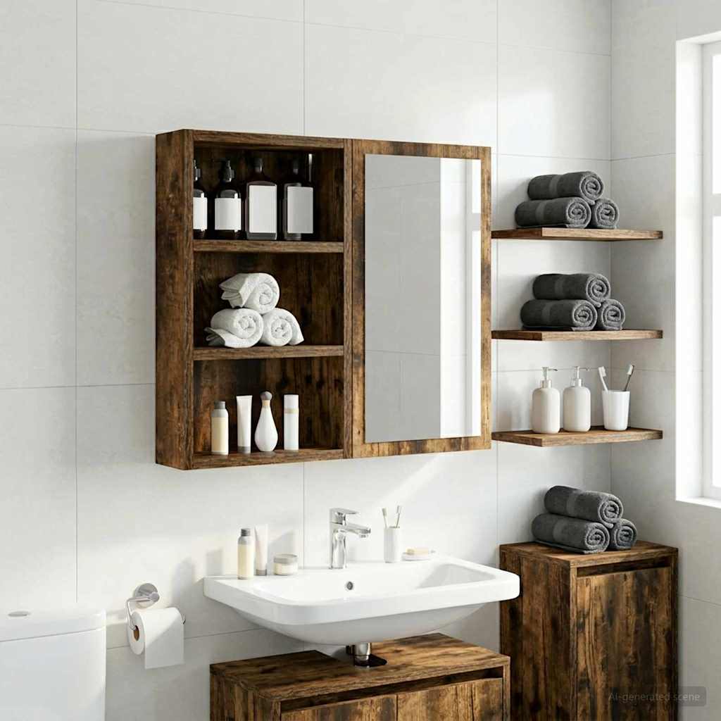 Bathroom Wall Cabinet Smoked Oak 30 x 10 x 50 cm