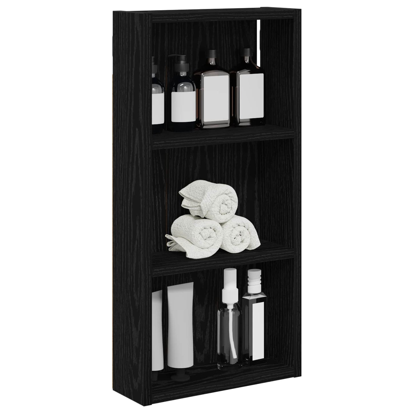 Bathroom Wall Cabinet Black Oak 30 x 10 x 60.5 cm