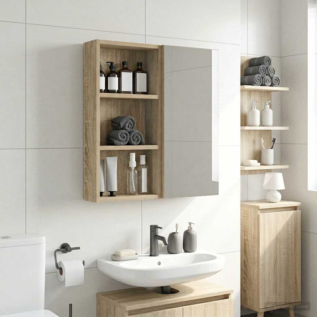 Bathroom Wall Cabinet with Shelf Sonoma Oak 30 x 10 x 60.5 cm