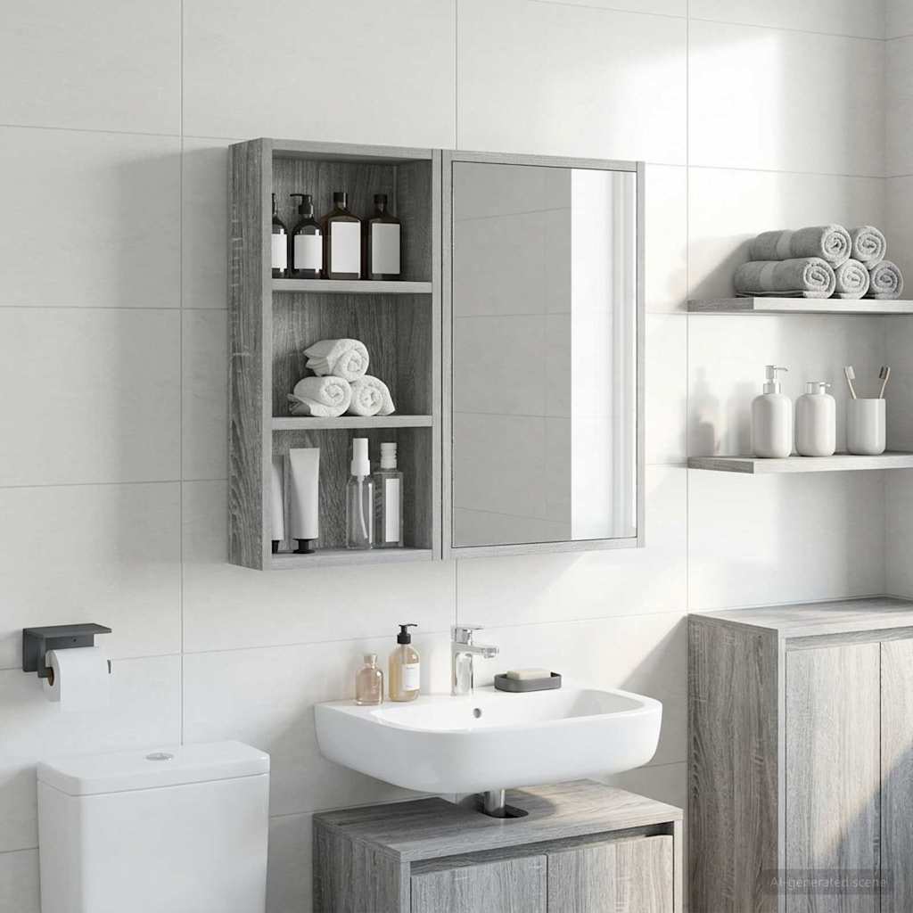 Bathroom Wall Cabinet with Shelf Grey Sonoma 30 x 10 x 60.5 cm