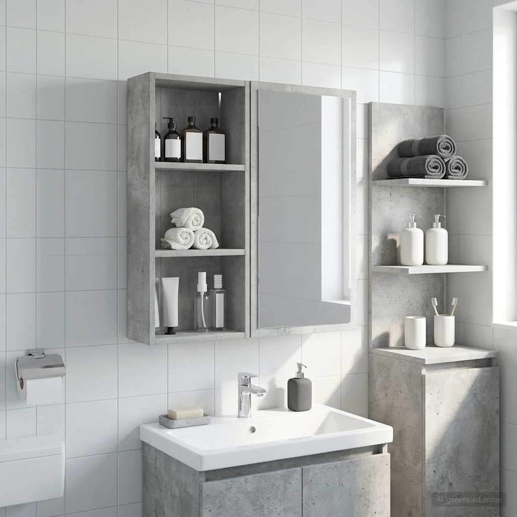 Bathroom Wall Cabinet with Shelf Concrete Grey 30 x 14 x 70 cm