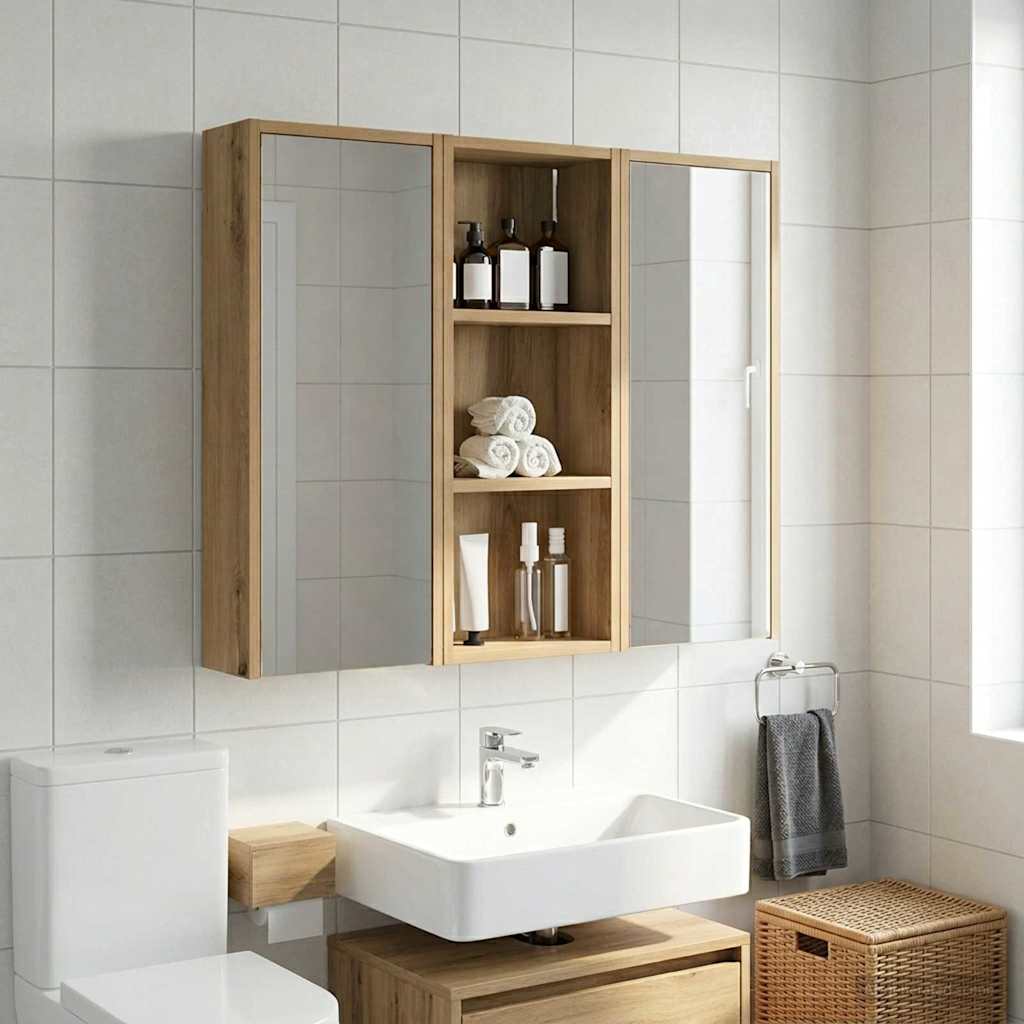 Bathroom Wall Cabinet Artisian Oak 30 x 14 x 70 cm