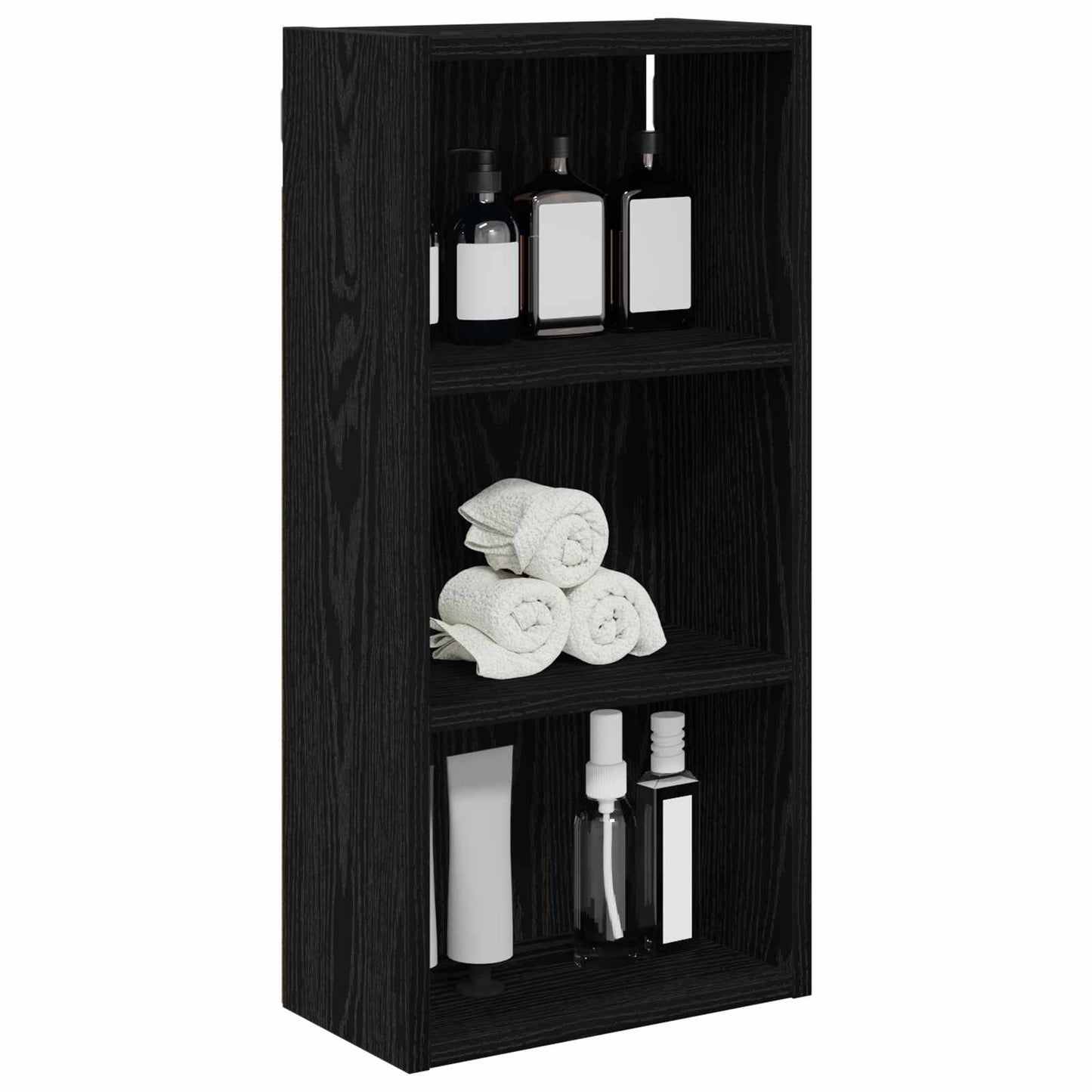 Bathroom Wall Cabinet with Shelf Black Oak 30 x 16 x 62.5 cm